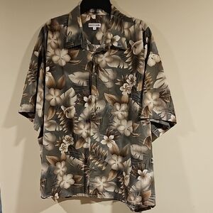 Pierre Cardin Floral Casual Button Down Shirt - Green and Cream. Big&Tall. 3xl.